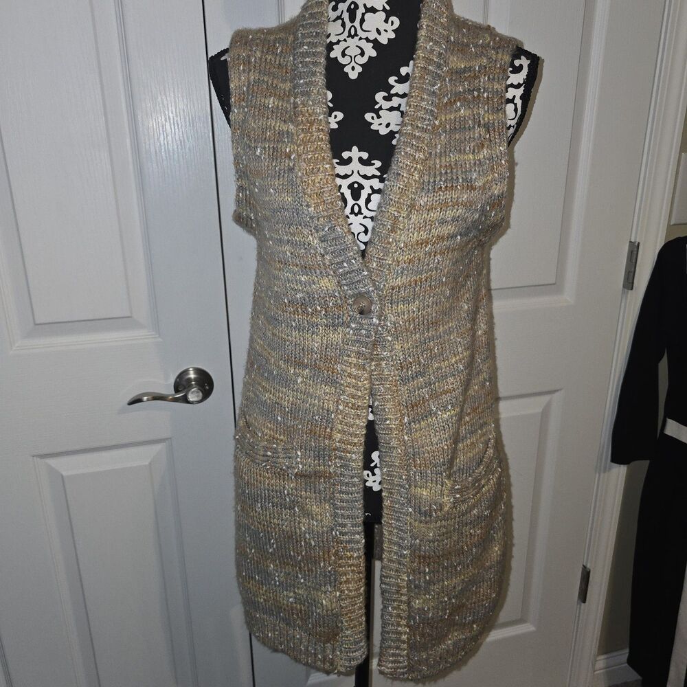 Design 365 Long Knit Cardigan From Saks OFF 5TH With Pockets Size S/M 1 Button